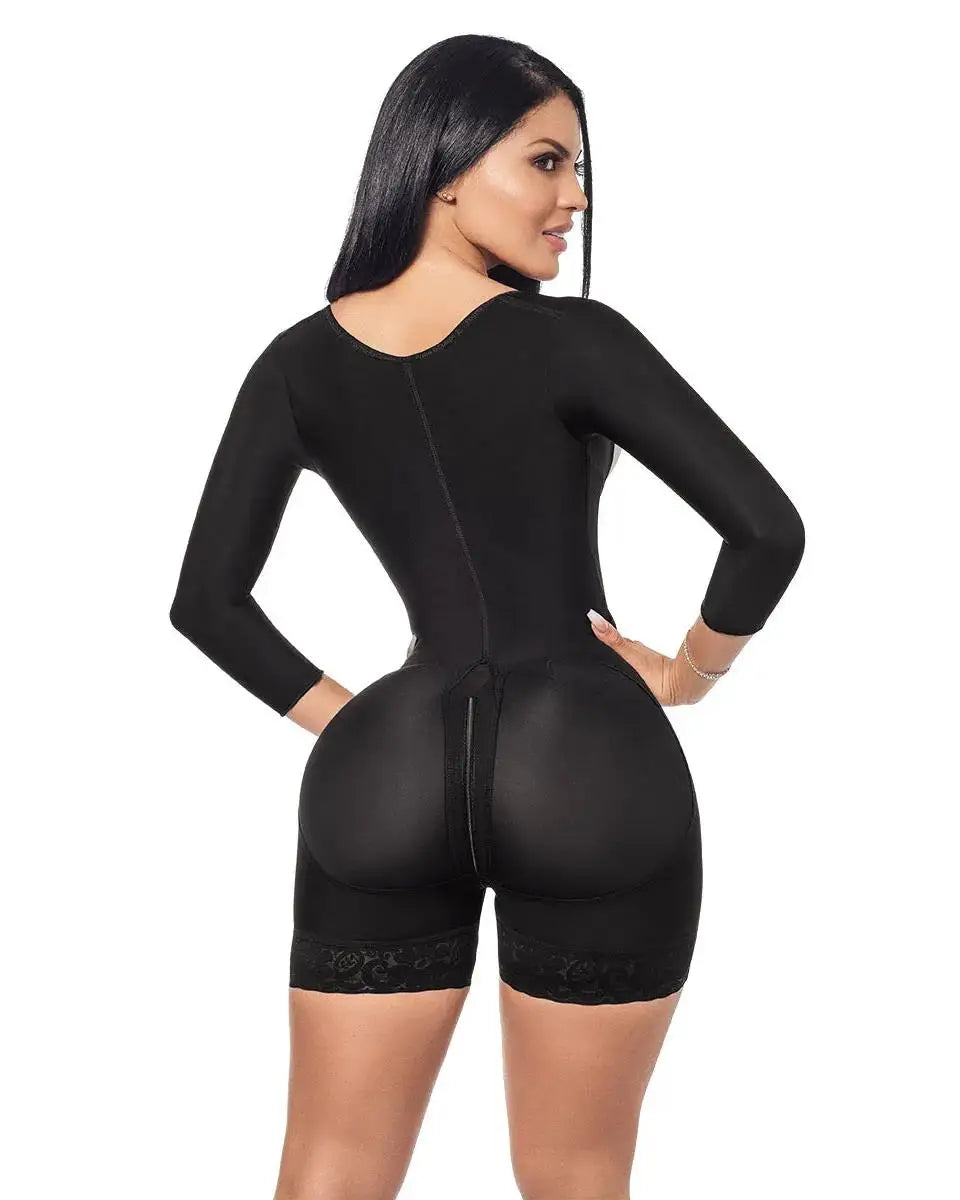 High Compression Tummy Control Hourglass Fajas Colombianas With Sleeves High Compression Women Liposuction Surgery Shaper