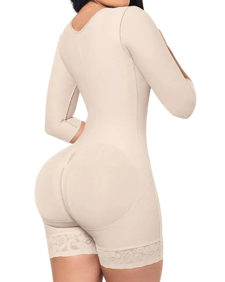 High Compression Tummy Control Hourglass Fajas Colombianas With Sleeves High Compression Women Liposuction Surgery Shaper