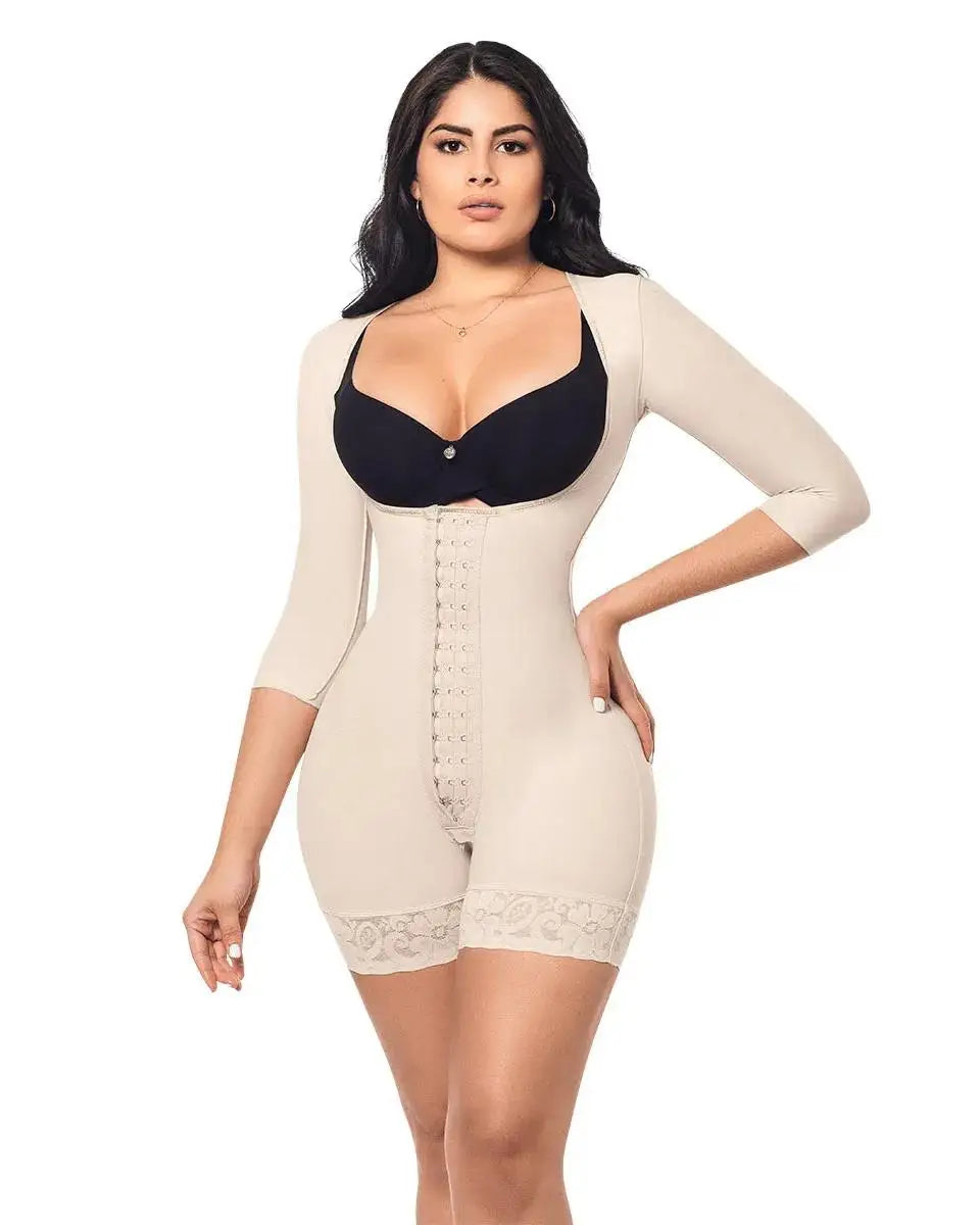 High Compression Tummy Control Hourglass Fajas Colombianas With Sleeves High Compression Women Liposuction Surgery Shaper