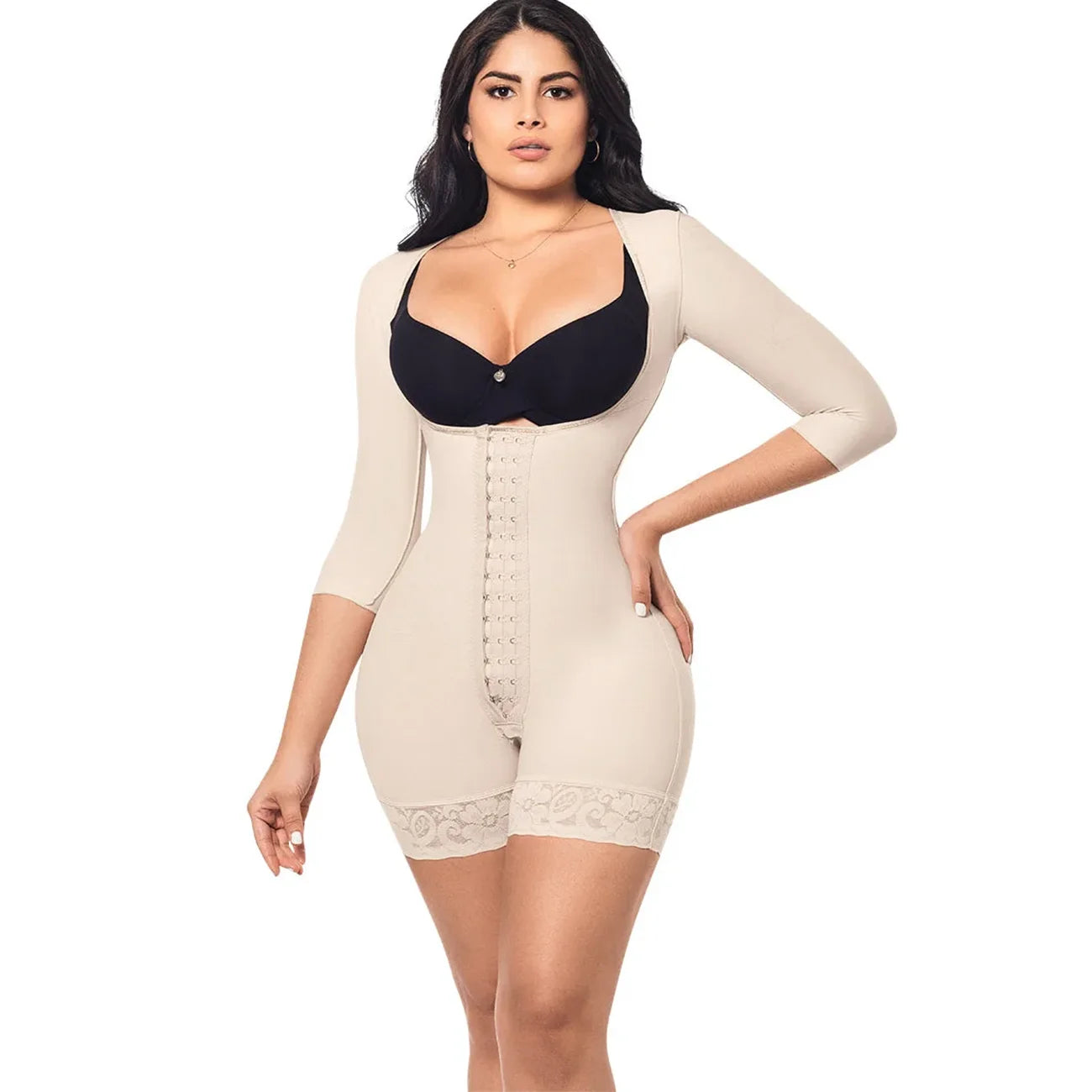 Faja Colombianas Open-Bust Long Sleeves Bodysuit Waist Trainer Women Body Shapers Elastic Tummy Control Lift Up Corset Shapewear