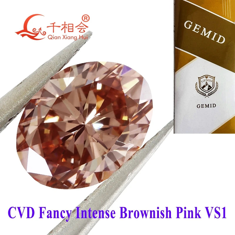 Lab Grown Diamond Loose Stone 1ct-1.13ct Oval Fancy Brownish Pink CVD Diamond VS1 Clarity Certified GEMID