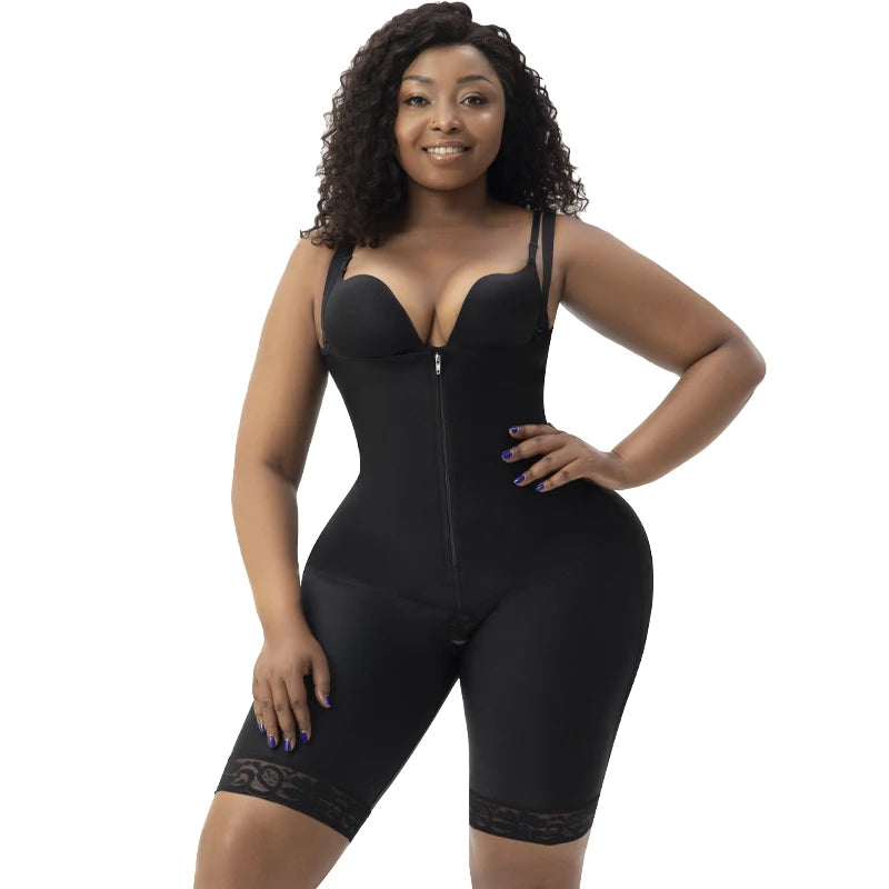 Faja Shapewear Bodysuit for Women Firm Tummy Control Open Crotch Hollow Butt Design Post-BBL Surgery Stage 1 Body Shaper
