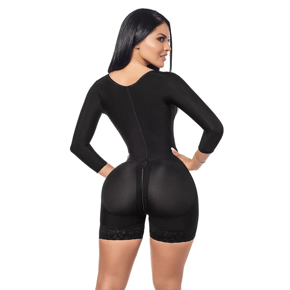 Faja Colombianas Open-Bust Long Sleeves Bodysuit Waist Trainer Women Body Shapers Elastic Tummy Control Lift Up Corset Shapewear
