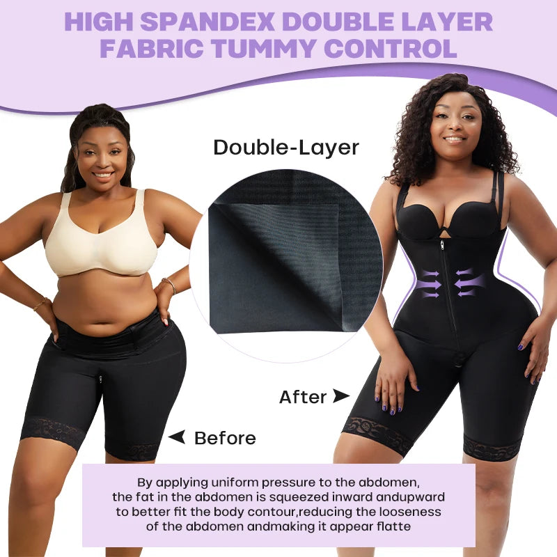 Faja Shapewear Bodysuit for Women Firm Tummy Control Open Crotch Hollow Butt Design Post-BBL Surgery Stage 1 Body Shaper