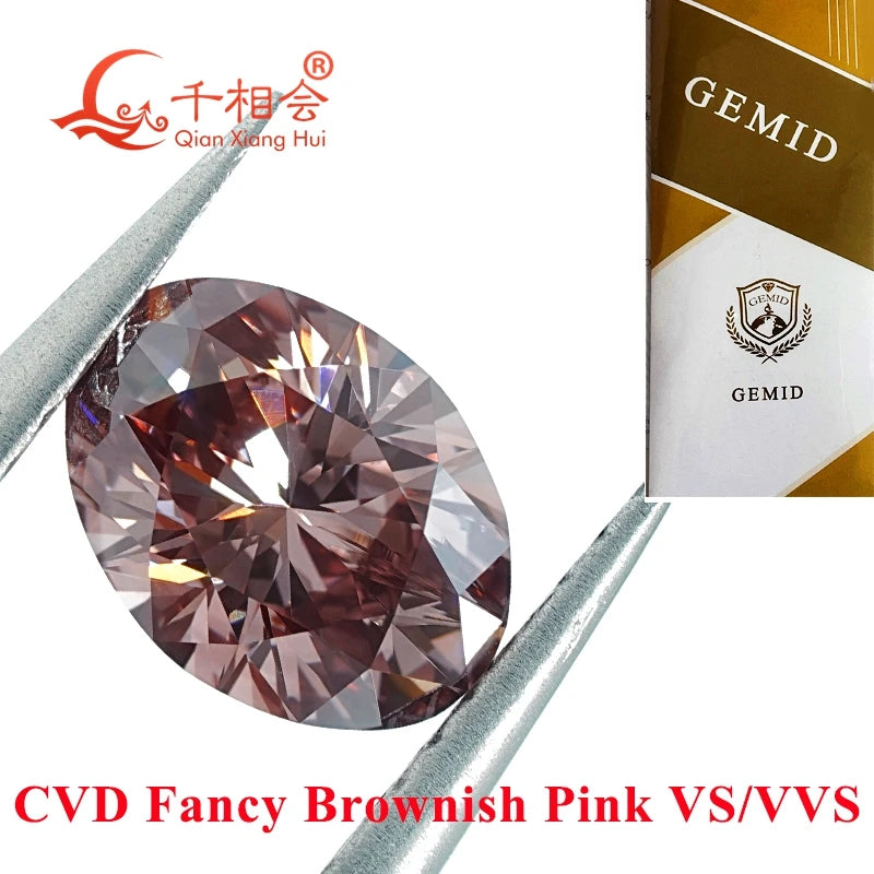Lab Grown Diamond Loose Stone 1ct-1.13ct Oval Fancy Brownish Pink CVD Diamond VS1 Clarity Certified GEMID
