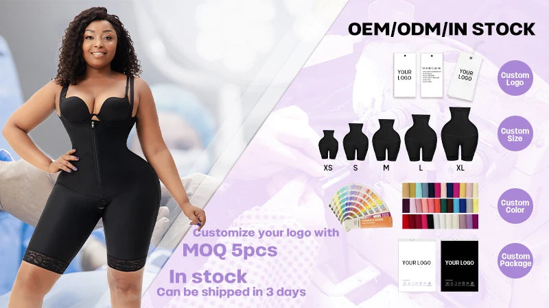 Faja Shapewear Bodysuit for Women Firm Tummy Control Open Crotch Hollow Butt Design Post-BBL Surgery Stage 1 Body Shaper