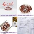 Lab Grown Diamond Loose Stone 1ct-1.13ct Oval Fancy Brownish Pink CVD Diamond VS1 Clarity Certified GEMID