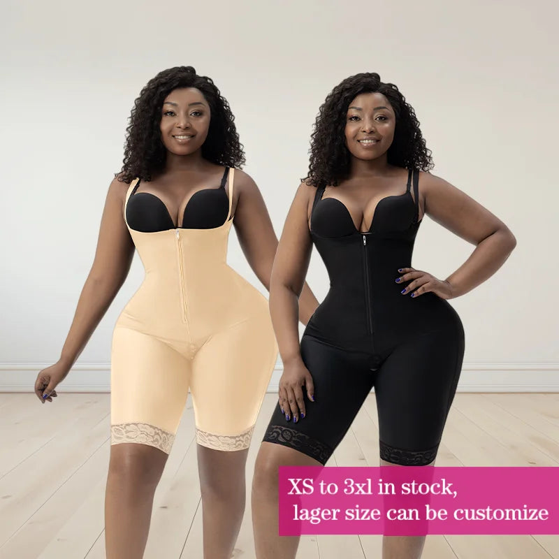 Faja Shapewear Bodysuit for Women Firm Tummy Control Open Crotch Hollow Butt Design Post-BBL Surgery Stage 1 Body Shaper