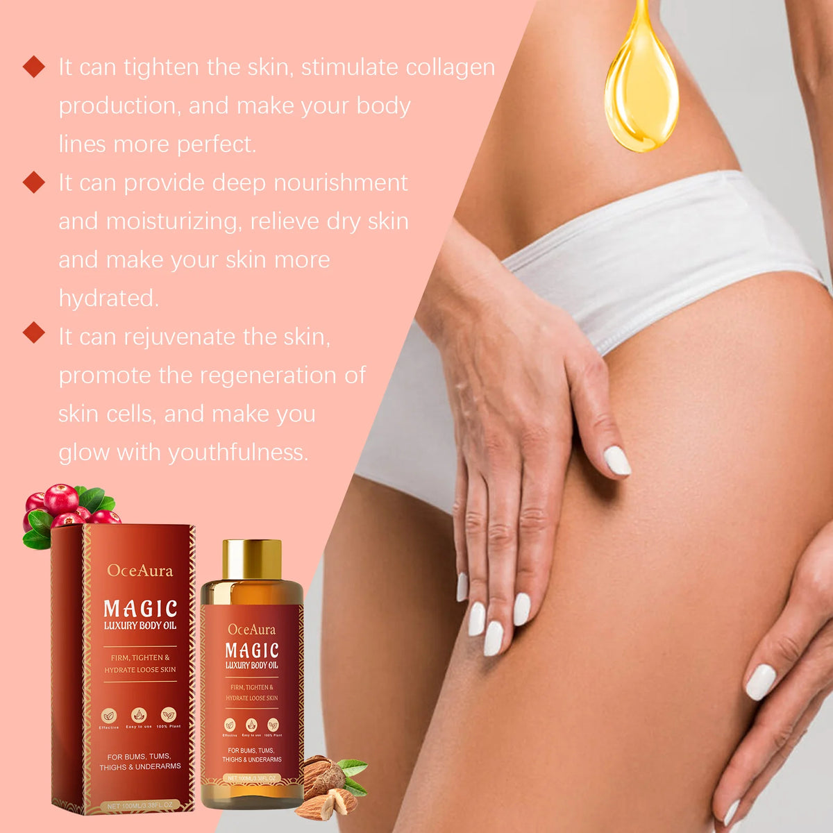 Oceaura Magic Body Firm Oil Skin Tightening Smooth Anti Sagging Enhance Elasticity Deep Relaxation Soft Moisturizing Skincare