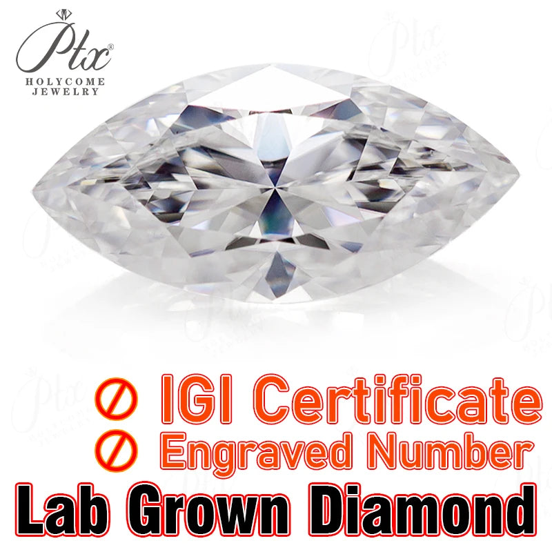 Lab Grown Diamond Round/Oval/Pear/Marquise/Heart/Trillion/Emerald/Cushion HPHT CVD DEF Color VS-VVS Clarity for Jewelry Making