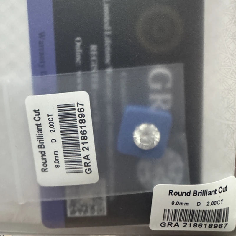 Wholesale 8.0mm 2.0ct AAAAA+ Real D Color Round Cut Moissanite Stone Lab Diamond Lab Grown Gemstones For Jewelry With Report