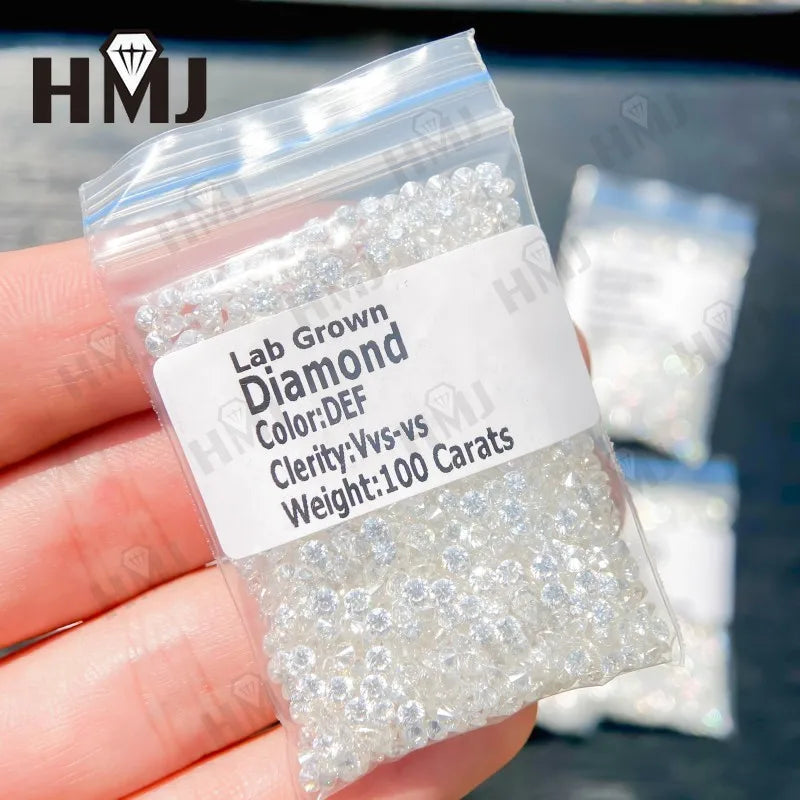 Lab Grown Diamond CVD  Melee HPHT DEF VS-VVS Round Brilliant Cut 1CT 0.9mm~3mm Loose Stones  Beads for Jewelry Making